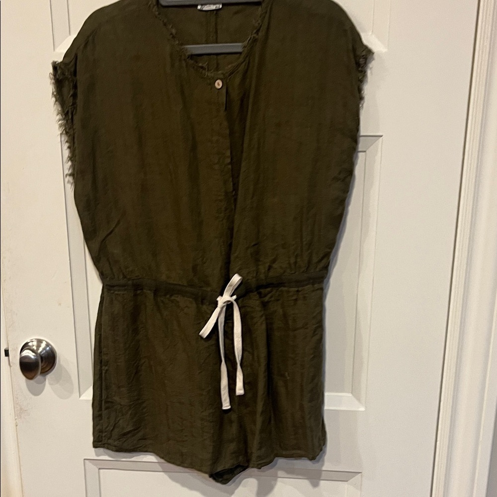 Chic Olive Jumpsuit with Tie Waist